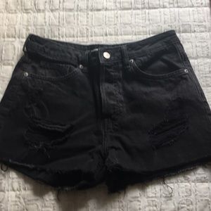 Black High Waisted Denim Shorts H&M Size 28